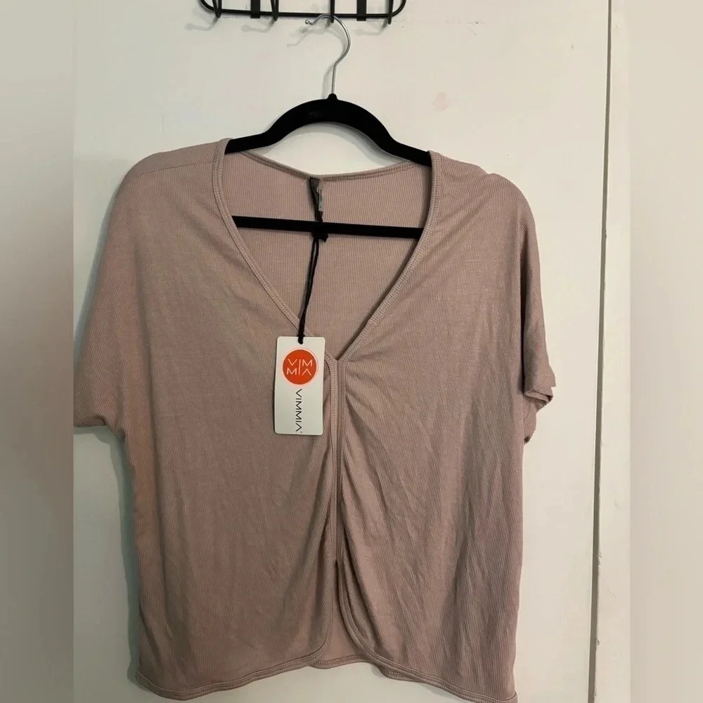 NWT‎ Womens Vimmia Short sleeve 95/5 viscose/spandex ribbed crop tee size Small